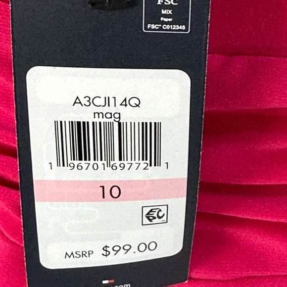 Tommy Hilfiger Sleeveless V Neck Midi Dress - Hot Pink - size 10 - Picture 9 of 9